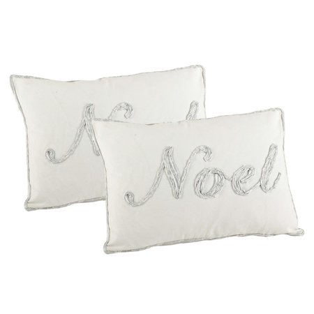 SARO LIFESTYLE SARO 9282.S1320BC Embroidered Foil Print Pillow Cover with Noel Design - Set of 2 9282.S1320BC
